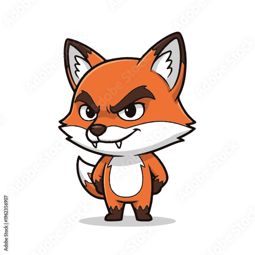 Cartoon Fox Character With Angry Expression.