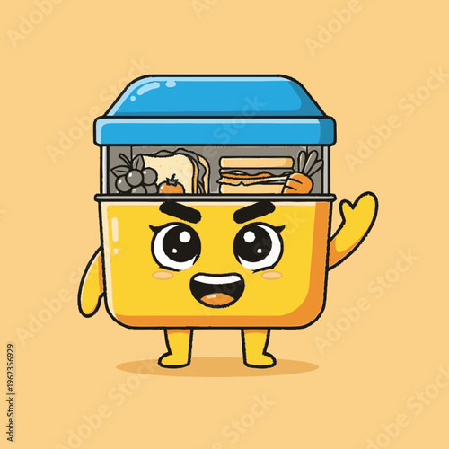 Cartoon French Fry Character with Blue Roof.