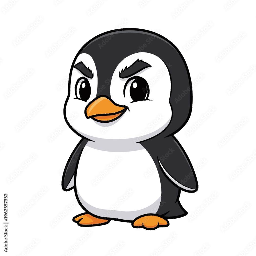 Obraz premium Cartoon Penguin Character Illustration.
