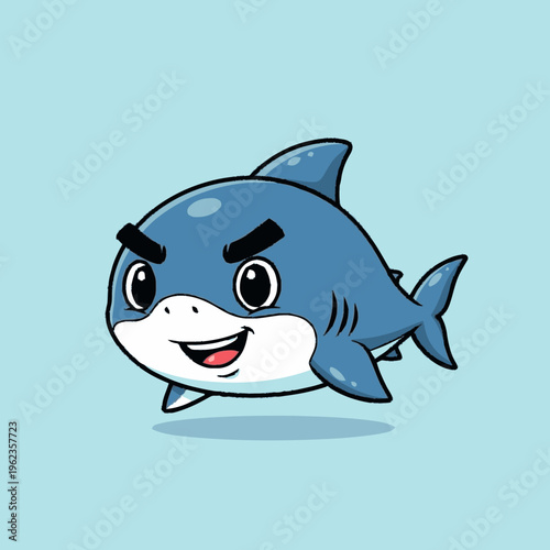 Cartoon Shark Character with Angry Expression.
