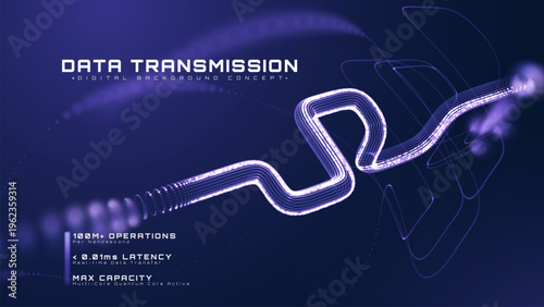 Abstract futuristic technology background showing digital data transmission wave.
