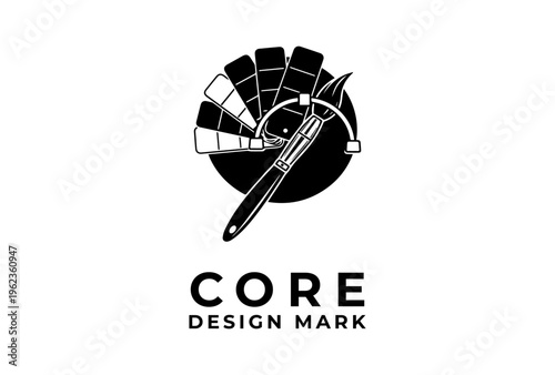 Color Palette And Brush Symbol Presented As Black Vector Silhouette Sketch Engraving Logo Illustration Representing Design Day Artistic Concept