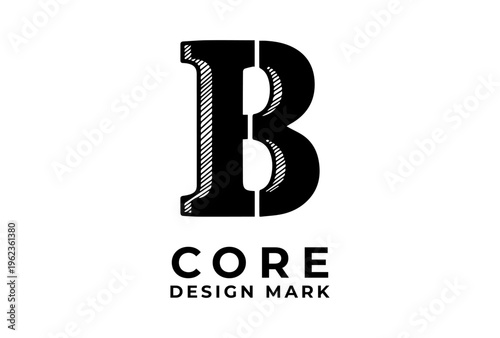 Typography Letter Design Symbol Presented As Black Vector Silhouette Sketch Engraving Logo Illustration Representing Design Day Typography Concept
