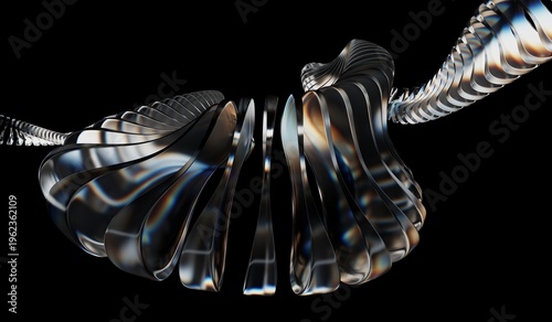 Photography Futuristic glass structure, abstract dark background, 3d render