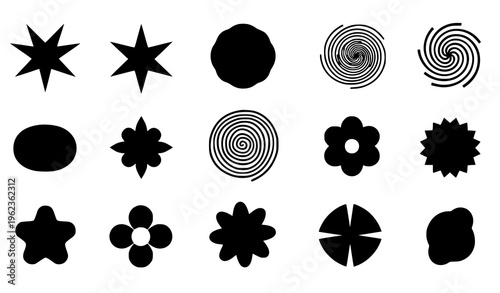 Abstract Brutalist Geometric Shapes – Black Silhouette Vector Elements