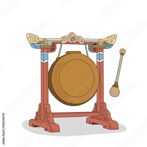 Korean Traditional Janggu Drum Isolated on White Background – Hourglass Asian Percussion Instrument