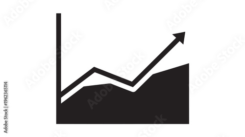 Graph icon with upward trending line and arrow pointing up featuring chart, business, finance with statistics and data elements for analysis, growth