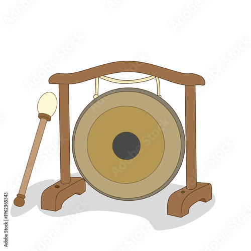 Korean Traditional Jing Gong Isolated on White Background – Asian Percussion Instrument
