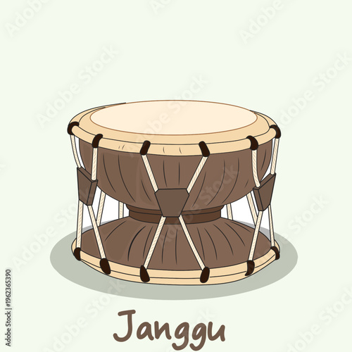 Korean Traditional Janggu Drum Isolated on White Background – Asian Cultural Musical Instrument