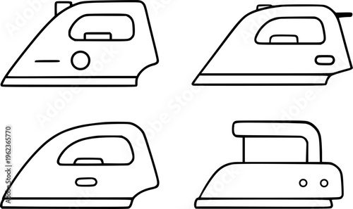 Iron illustration set, in outline design