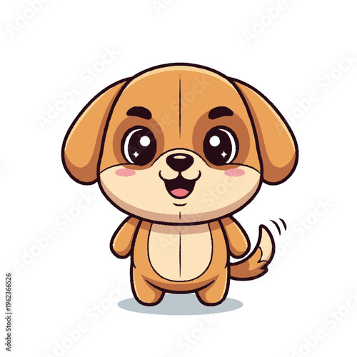 Cute Cartoon Brown Dog Character.