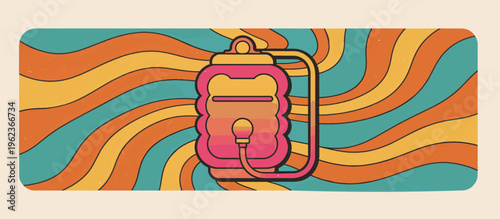 Retro hydration pack fashion accessory. Vintage style water bladder for music festivals vector illustration