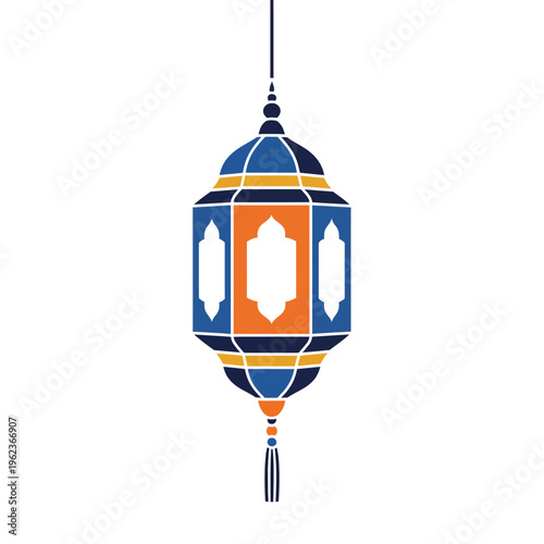 Beautiful Geometric Islamic Lantern with Arabesque Pattern Design, Perfect for Ramadan and Eid Celebrations