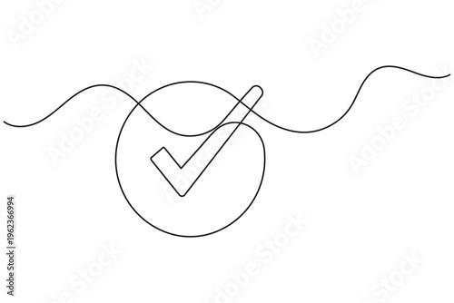 Check mark success symbol continuous line art minimal modern outline design