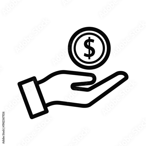 Hand receiving a dollar sign symbol representing financial donation or support