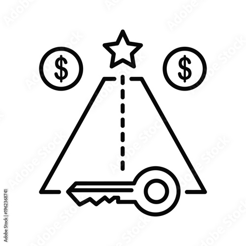 Balancing investment, reward, and access through a key and star symbol