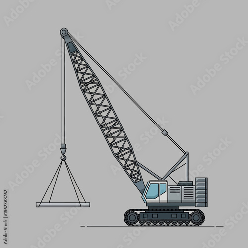Crawler Crane Lifting Heavy Load at Construction Site