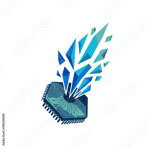 Digital Crystal Explosion from Microchip Eye.