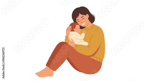 Mother's loving embrace A tender moment captured with her newborn baby, showcasing maternal care and the beginning of life