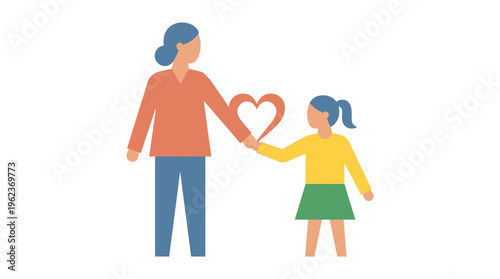 A heartwarming illustration of a loving mother and child holding hands, representing family connection, care, and the enduring bond of parenthood