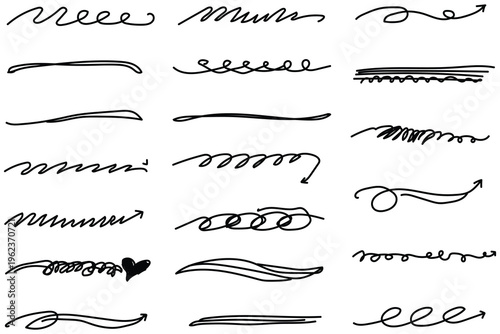 Collection of various handwritten signature strokes and flourishes