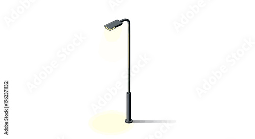 Modern black street lamp with light.
