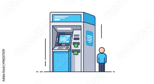 A person standing next to an ATM machine.
