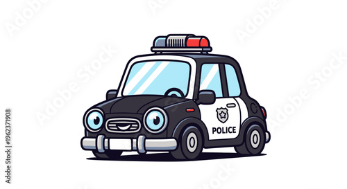 Illustration of a cartoon police car.