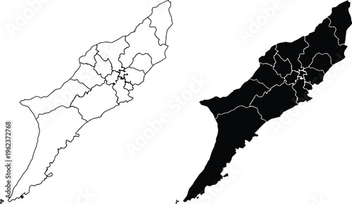 Comparison of new zealand regions with different highlighting styles Vector