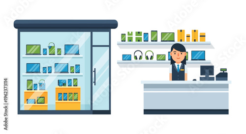Illustration of a retail store worker.