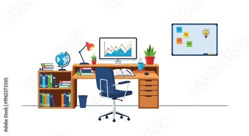 A well organized home office workspace.