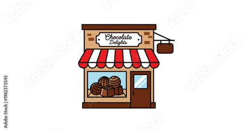 chocolate shop storefront with sweets.
