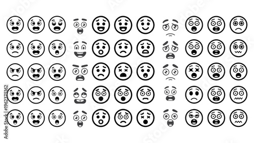 Cartoon Facial Expression Icon Set, facial expression, cartoon face, emotion icons, happy face, sad face, angry face, surprised face, confused face, tired face, playful face, worried face, sleepy face