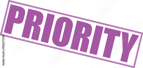 Vector purple priority stamp seal with textured border and diagonal layout