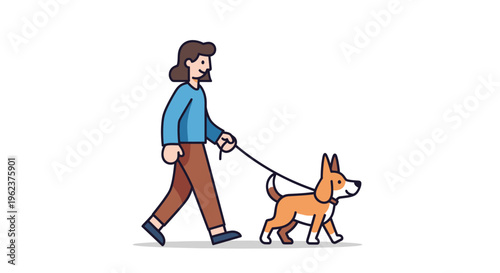 Man walking his dog on a leash.