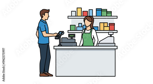 Man paying with card at store.