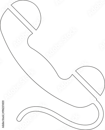 Minimalist Telephone Handset Outline Icon in Clean Line Style