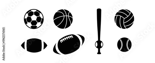 Soccer ball and american football silhouette