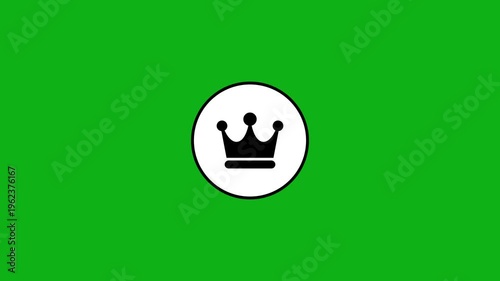 Animated crown icon emerges from subtle shimmer on a green screen background.