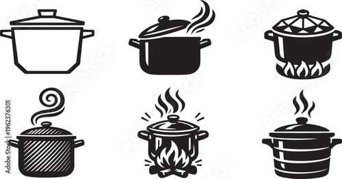Cooking pot and pan design for kitchen equipment and restaurant branding projects