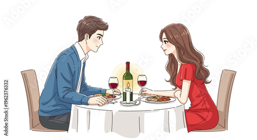 Couple enjoying a romantic dinner date.