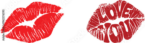 Red Lips Kiss Love vector Design