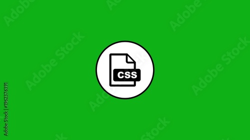 Dynamic CSS file icon animation on green screen background for web design content.