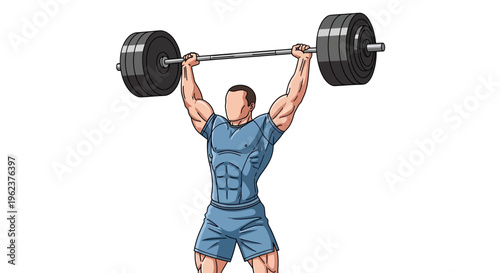 Man lifting heavy weights overhead exercise.