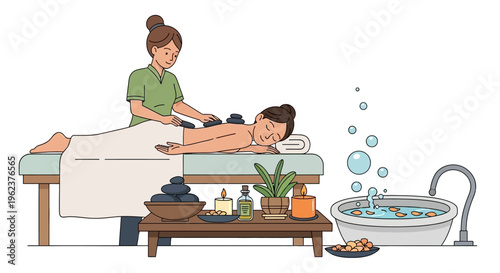 Woman giving a man a relaxing spa massage.