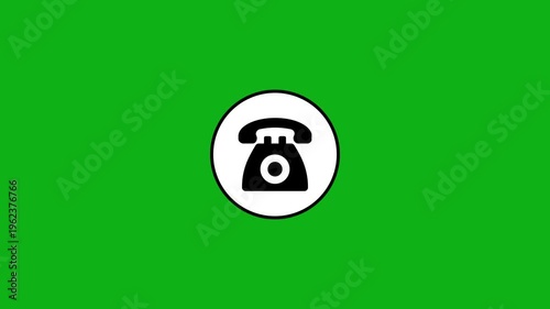 Telephone icon animation on green screen with subtle motion effects.