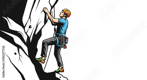 Man climbing a tree with safety gear.