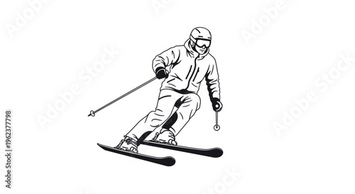 skier in motion on snow sports.