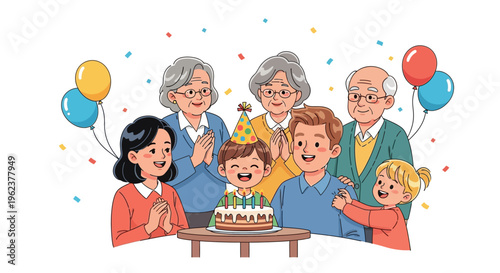 happy family celebrating birthday together.