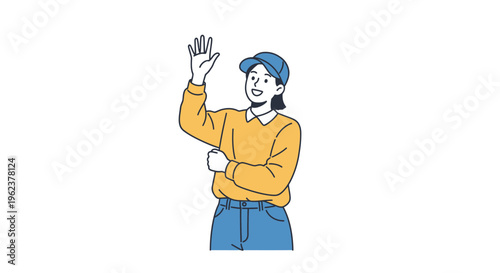 A person waving their hand in greeting.